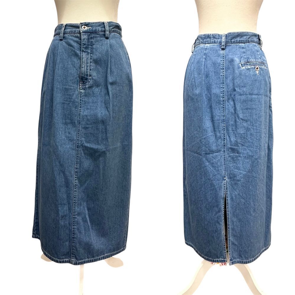 Vintage Y2K Women's Denim Maxi Skirt Size 8 Blue Jean Western Boho Modest 90s‎